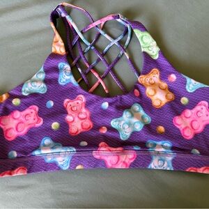 Constantly Varied Gear Gummy Bear Print Bra - Purple and Multicolor